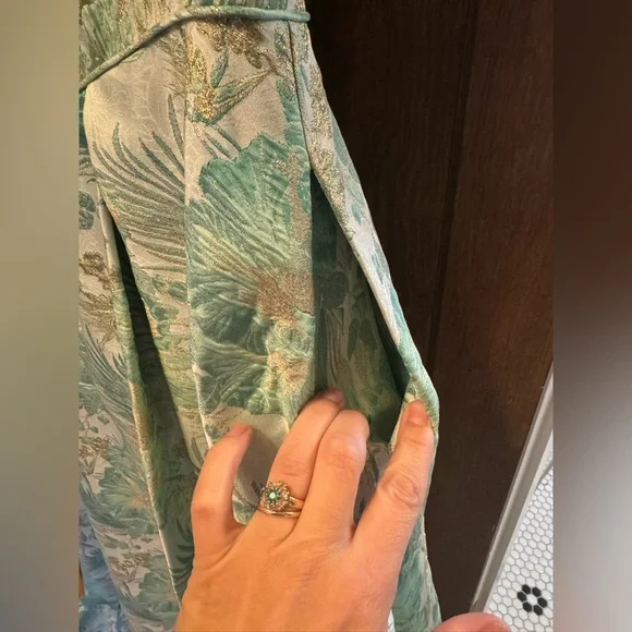 Mac Duggal Green Floral Brocade gown - 14 - Picture 9 of 13